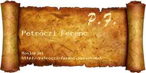 Petróczi Ferenc névjegykártya