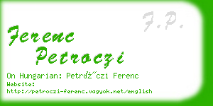 ferenc petroczi business card